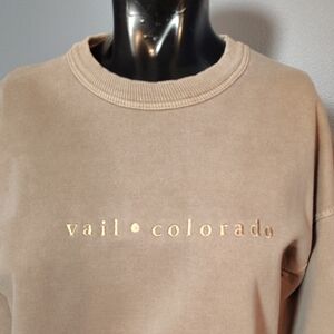 Vail Colorado Beige Crew Neck Sweater